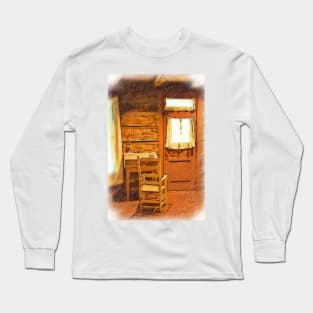 Log Cabin Desk, Chair And Door Long Sleeve T-Shirt